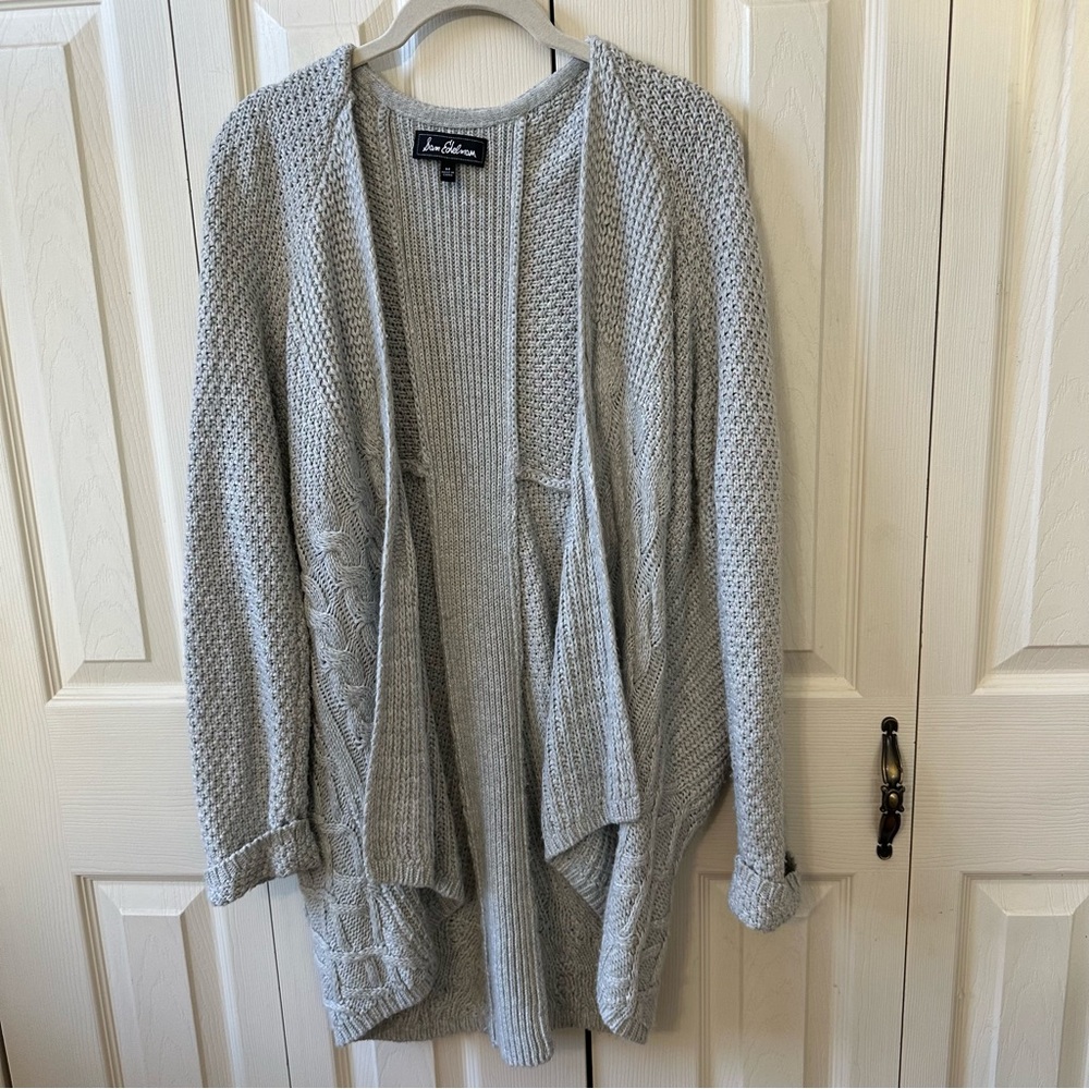 Sam Edelman Wool Blend Chunky Knit Long Line Duster Open Cardigan Womens Size M